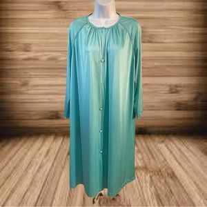 Vintage Vanity Teal Fair Dressing Gown Women Large House Coat Robe